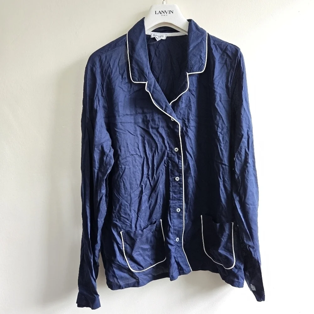 New Splendid Piped Woven Navy/White Pajama Set Style# R85D004 NWT
